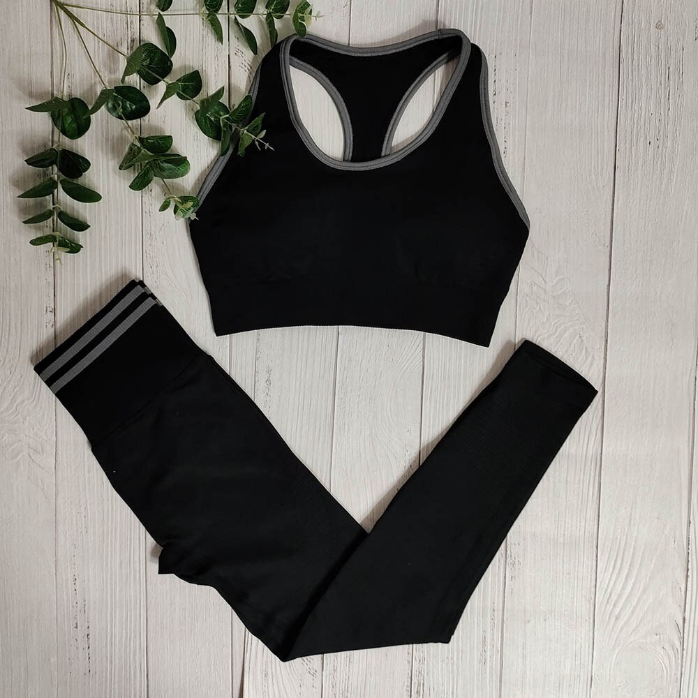 Women Yoga Sets 2 Piece Sport Gym Suits Wear Seamless Running Clothes